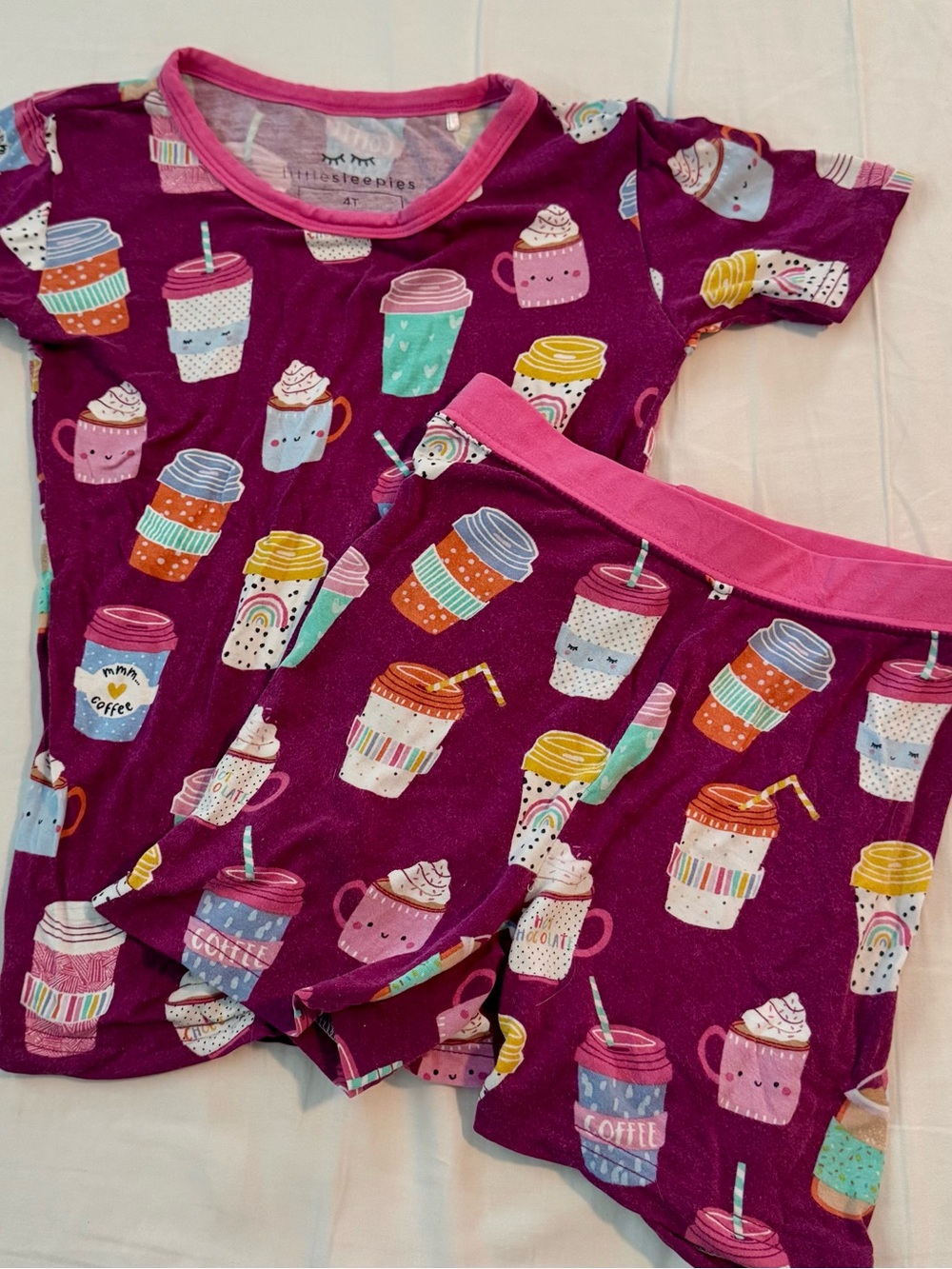 Little Sleepies Girls Bamboo Coffee Cup Pajama Set 4T